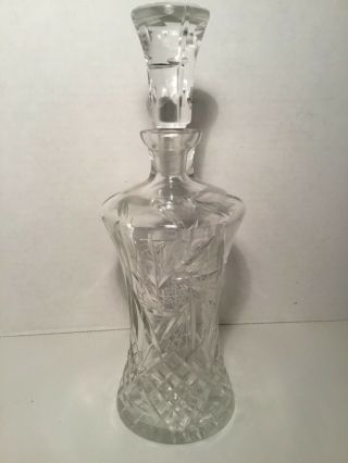 Vintage 13” Heavy Lead Crystal Cut Glass Liquor/ Wine Decanter With Stopper