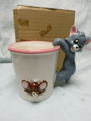 Vintage Gorham Figurine Mug,  Tom & Jerry Mouse,  Cat Ceramic,  1981,  Cartoon