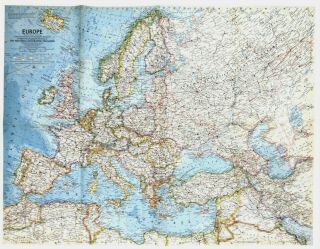 ⫸ 1962 - 6 June Vintage Map Of Europe – National Geographic
