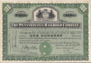 Stock Certificate Pennsylvania Railroad Comp.  Broker Merrill Lynch 1950