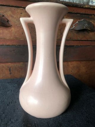 Vintage Mccoy Pottery Matte Pink Handled Vase 9 1/4” Exc