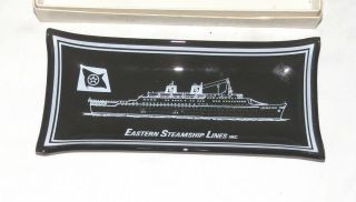 Eastern Steamship Lines Inc Emerald Seas Vintage Glass Candy Dish: Box