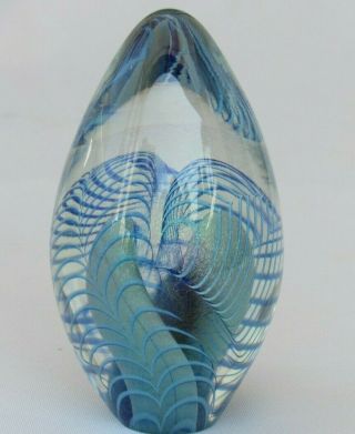 Vintage Large Robert Eickholt Art Glass Paperweight Iridescent 1993 Signed