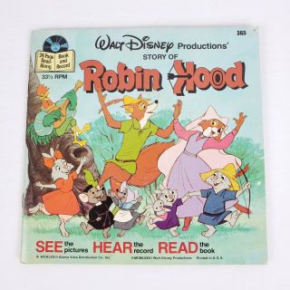 Vtg Walt Disney The Story Of Robin Hood Book & 33 1/3 Record