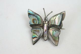 Vintage Taxco Mexico Sterling Silver Butterfly Brooch Pin 925 Shell Jewelry Rare