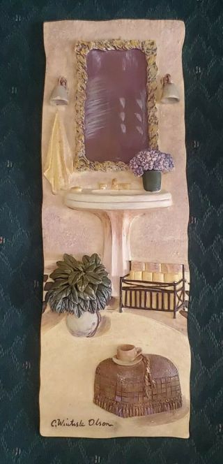C Winterle Olson 9.  5 " Bathroom Ceramic Wall Tile Plaque Hand Painted Wall Decor