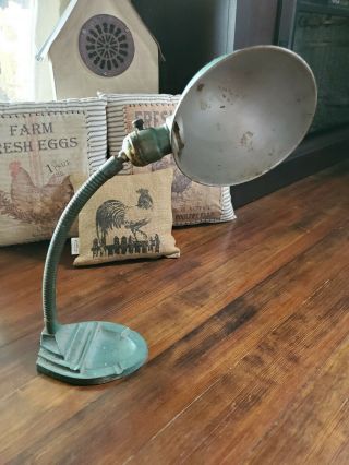 Vintage Cast Ideal Electric Gooseneck Desk Lamp With Ashtray Area