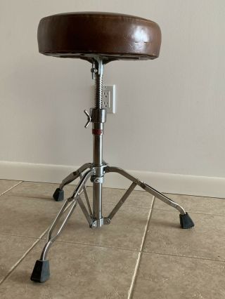 Vintage Tama Titan Brown Leather Style Drum Throne Stool Seat Chair