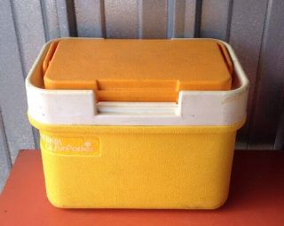 Vintage 6.  5 Qts Thermos Usa Yellow Lunch Drink Cooler Model 7710 Lil Sun Packer