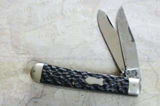 Vintage German Pig 14553 Jigged Bone 2 Blade Trapper Knife