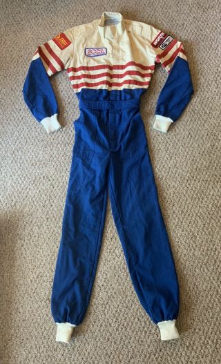 Vtg Worth Racing Sfi 3 - 2a/1 Scca White Red Blue Nomex Racing Suit Sz M Made Usa