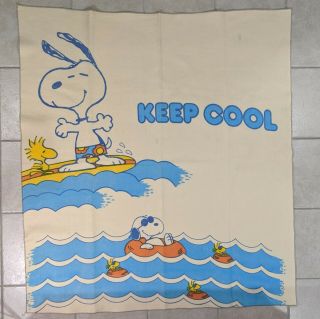 Vintage Handmade Peanuts Snoopy Keep Cool Beach Blanket Towel Extra Large