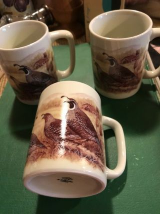 Set Of 3,  Vintage Otagiri Japan Quail Birds Coffee Tea Mugs Cups