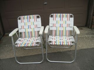 Vintage Webbed Aluminum Lawn Chairs