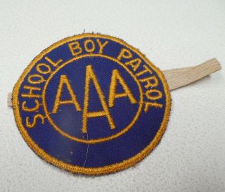 Vintage Aaa School Boy Safety Patrol Arm Patch 3 " Diameter Blue/gold Fabric