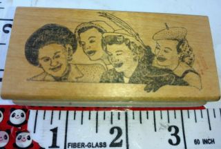 Ken Brown,  4 Ladies In Hats,  Vintage,  958,  Rubber,  Stamp,  Wood