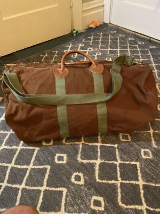 Vtg Ll Bean Canvas Luggage Bag Large Brown Canvas Duffle Vintage