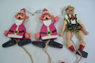 Vintage Wooden Pull String Puppet Christmas Ornaments Made In Austria Yb - 01 - 01