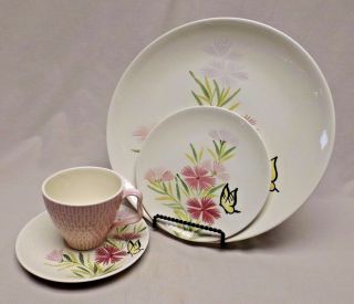 Vintage Red Wing Pottery Dinnerware Pink Spice 4 Piece Place Setting 1953 - Usa
