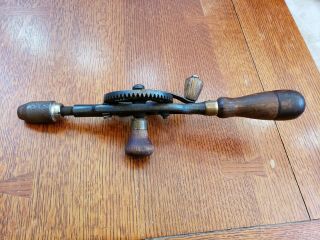 Antique Miller Falls Hand Drill No 01 Screw Cap Side Handle 084 Rare Vintage