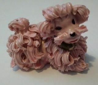 Vintage 1950s Pink Spaghetti French Poodle Figurine 3 1/2 In.  By 3 In.  High