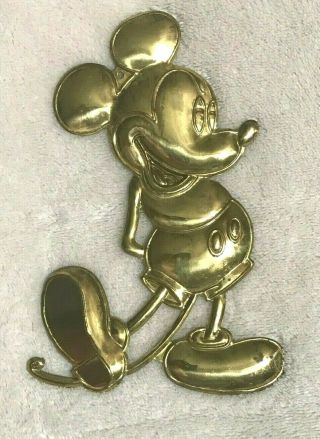 Vintage 100 Solid Brass " Mickey Mouse " Ornament (6 - 1/4 ") Disney Made In India