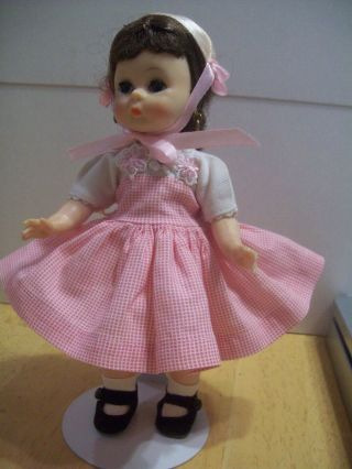 Vintage Alexander - Kins 8 " Bkw Doll In Tagged Pink & White Dress And Hat