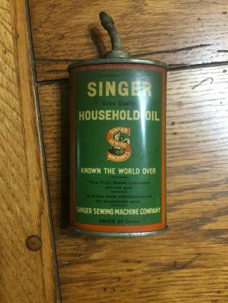 Vintage Advertising Tin - Singer Sewing Machine Oiler - Household Oil 20 Cents Can