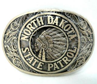 North Dakota State Patrol - Vintage Belt Buckle - Nos  Vbb018