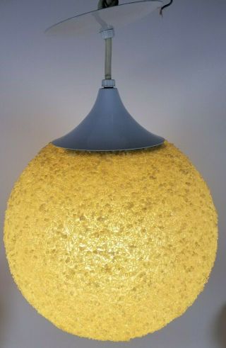 Vintage Mcm Atomic Ceiling Light Fiberglass Globe Pendant Fixture