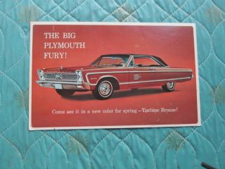 0614p Factory Postcard Nt Brochure 1966 Plymouth Sport Fury Spring