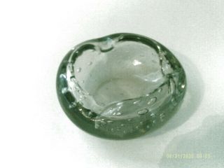 Vintage Murano Art Glass Ashtray With Controlled Bubbles Pale Green