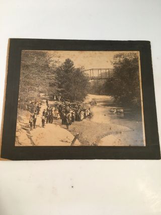 Vintage Black And White Photos Of A Baptism In The River Large Church Gathering
