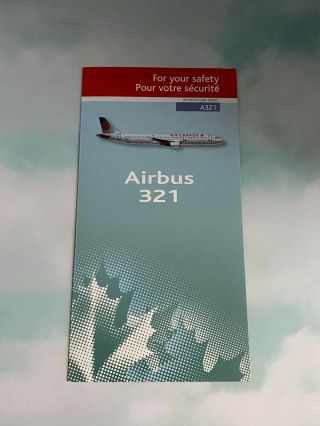 Air Canada Airbus A321 Safety Card - 8/07