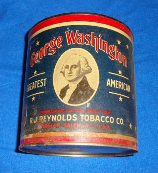 Vintage George Washington Cut Plug Tobacco Tin R.  J.  Renyolds With Tab