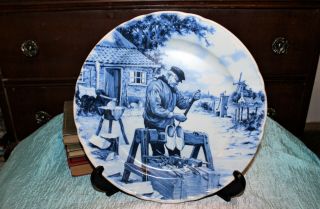 Vintage Hand Decorated Plate Holland 1984 Ter Steege Bv Delft Blauw Shoemaker
