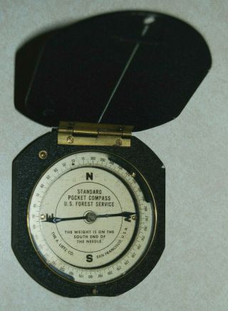 Vintage " The A.  Lietz Co.  " San Francisco,  Ca Pocket Compass U.  S.  Forest Service