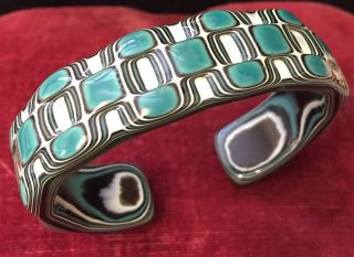 Vintage Jewellery Wonderful Signed Carved Celluloid Cuff Bangle