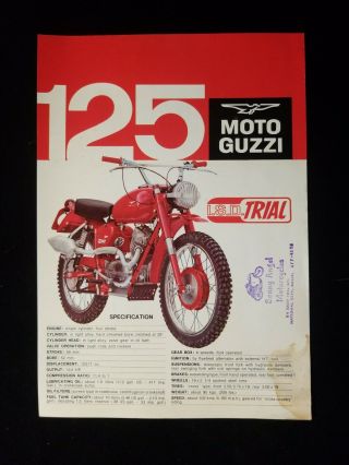1967 Moto Guzzi 125 Isd Trial Brochure Flyer Scrambler Sport Vintage