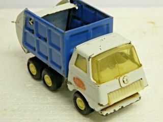 Vintage Pressed Steel Tiny Tonka Refuse Truck White & Blue Fair Cond.  Rare Usa\\