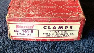 Vintage Pair Machinist Starrett 161 - B 1 3/4 " Toolmaker Parallel Metal Clamps Box