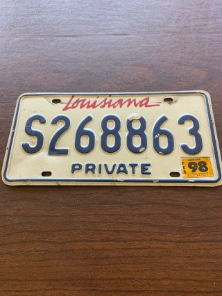 1998 Louisiana Private License Plate