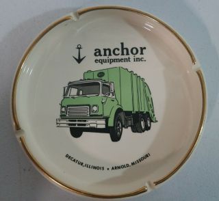 Vintage Anchor Equipment Ceramic Ash Tray Heil Trash Garbage Truck International