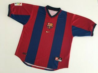 Barcelona Fc 1998/00 Nike Home Football Shirt M Mens Vintage Soccer Jersey