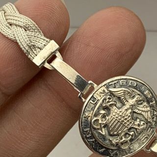 Vintage 925 Sterling Silver Ww2 Us Navy Sweetheart Link Bracelet Usn Wwii 1940s