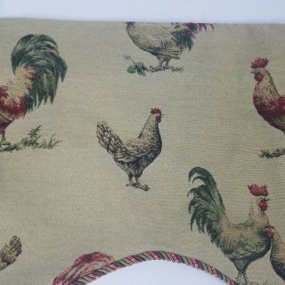Vintage Tapestry Handmade Window Valance Chickens Hens Farmhouse Country Tassel 2