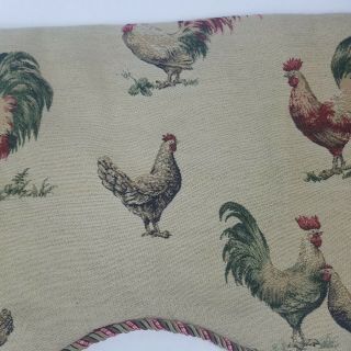 Vintage Tapestry Handmade Window Valance Chickens Hens Farmhouse Country Tassel 3
