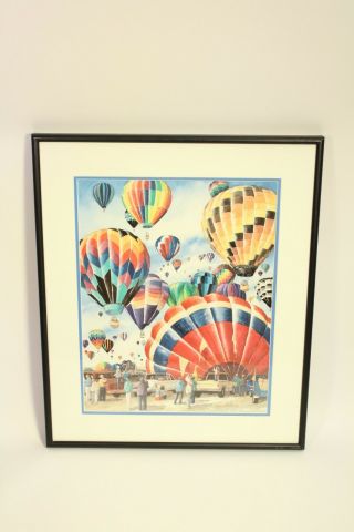 Vtg Wallace Leon Hughes Art Print Hot Air Balloons Lithograph 