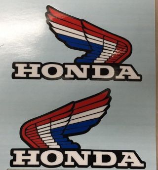 Vintage Large Honda Wings Red/blue Cr Mr Atc70 Xl Xr Sl Fuel Tank Stickers