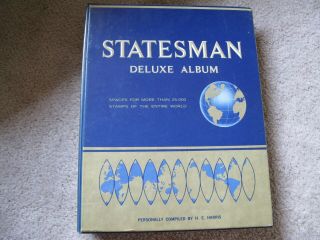 Vintage Harris Statesman Deluxe Album For Stamps/ Extra Envelope Of Stamps